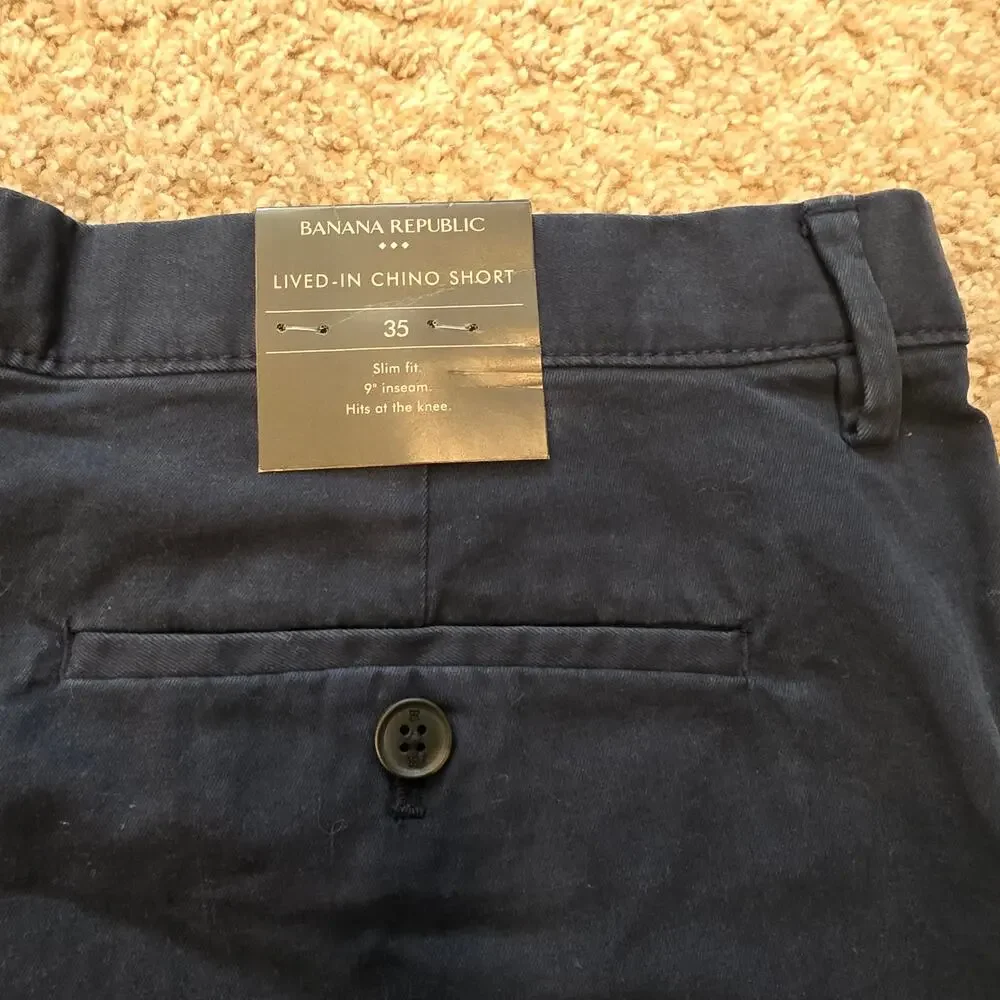 NWT Banana Republic navy lived-in chino shorts sz 35